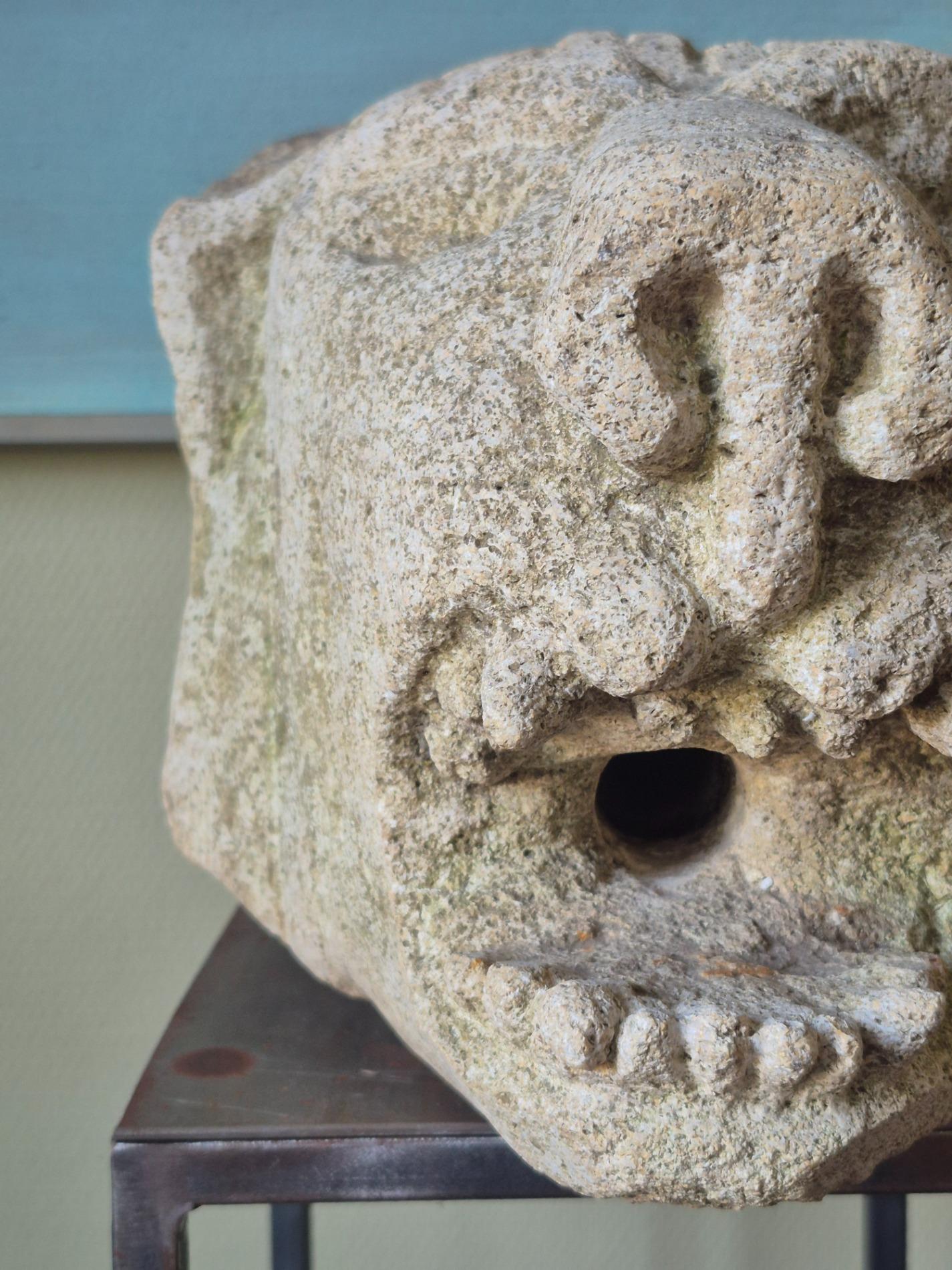 Antique stone gargoyle fragment