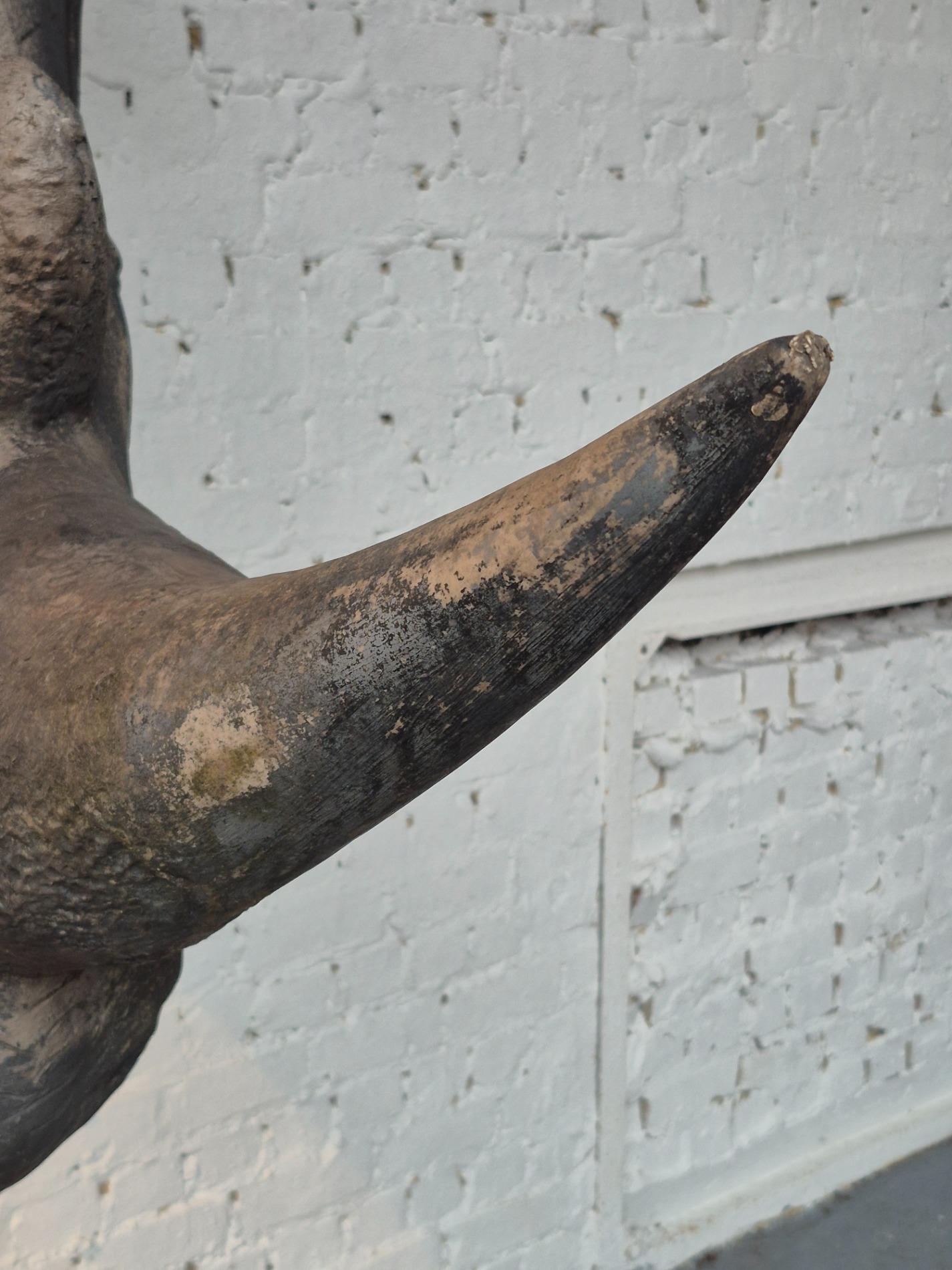 Lifesize old Rhino sculpture