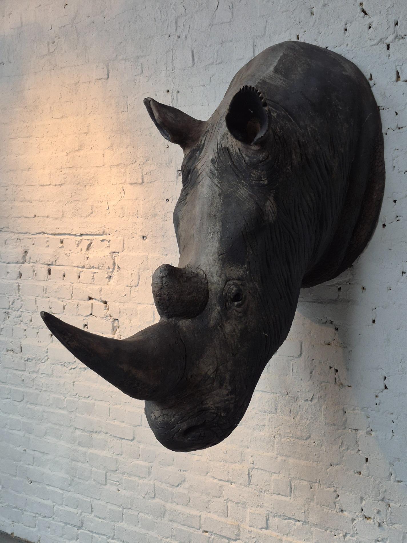 Lifesize old Rhino sculpture