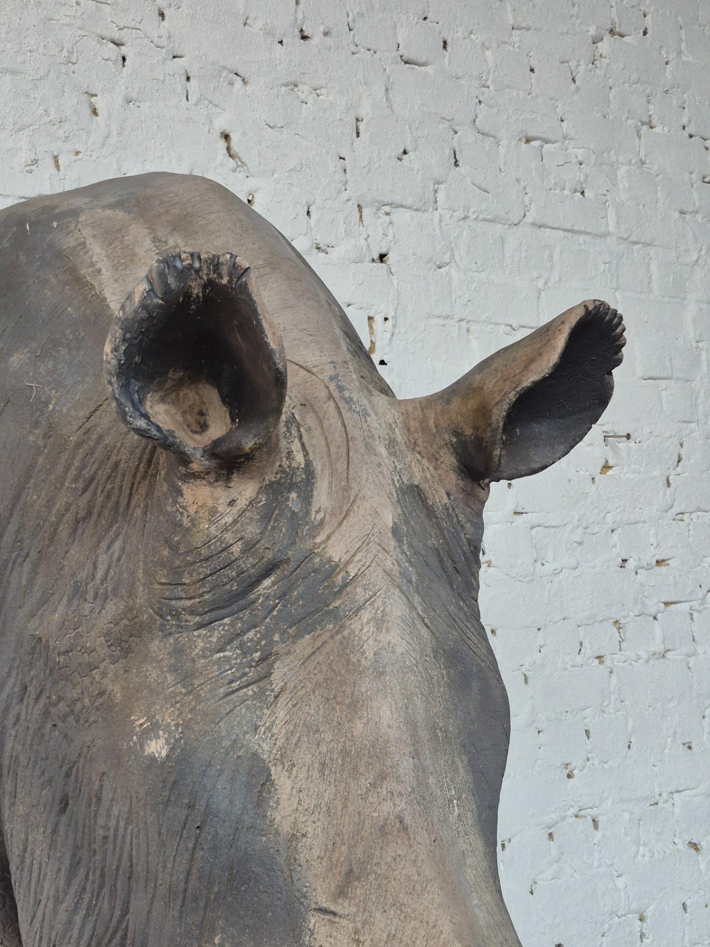 Lifesize old Rhino sculpture