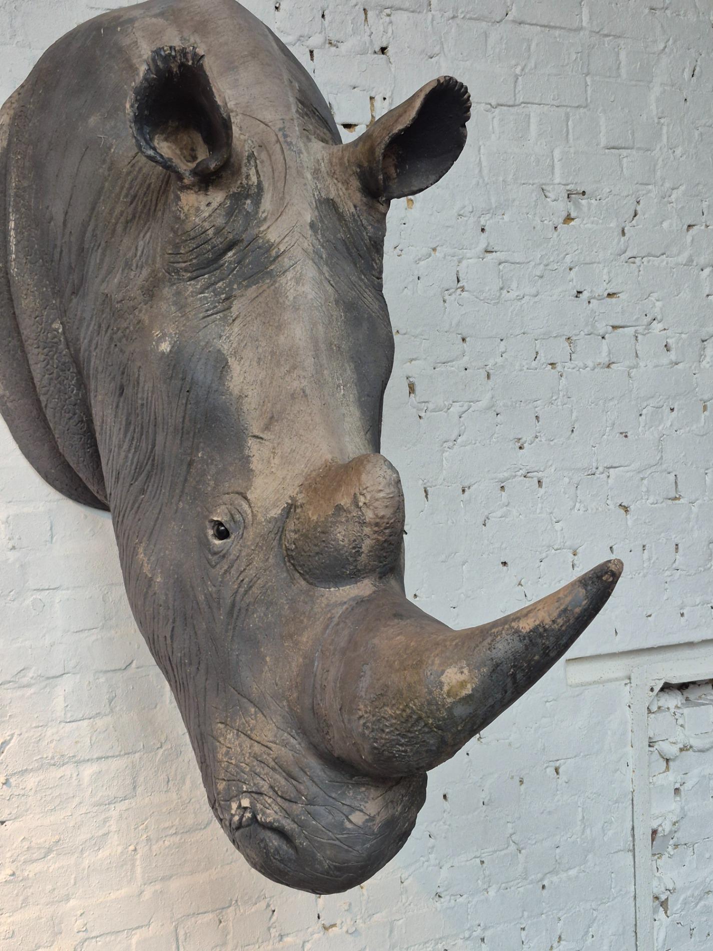 Lifesize old Rhino sculpture