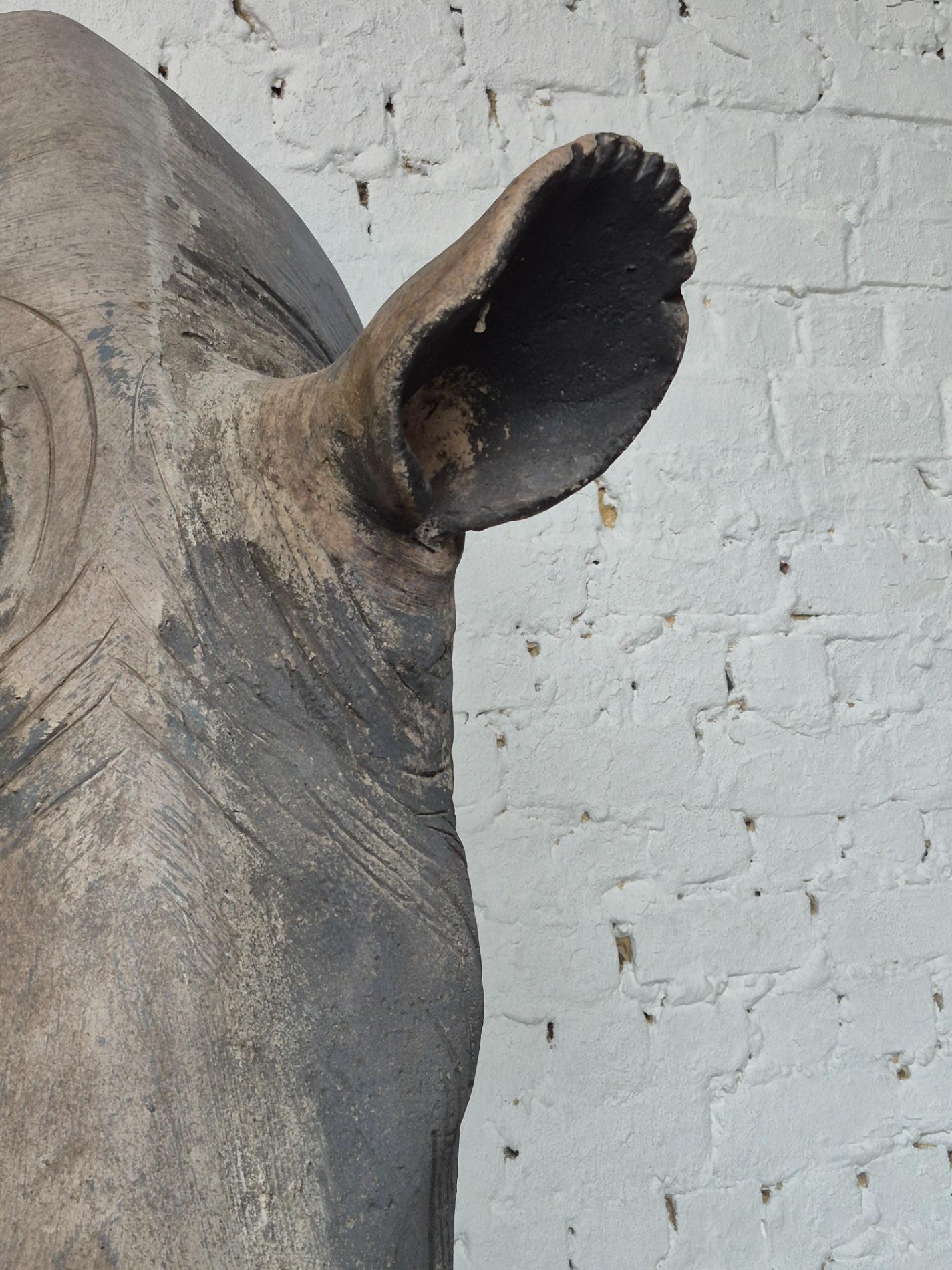 Lifesize old Rhino sculpture