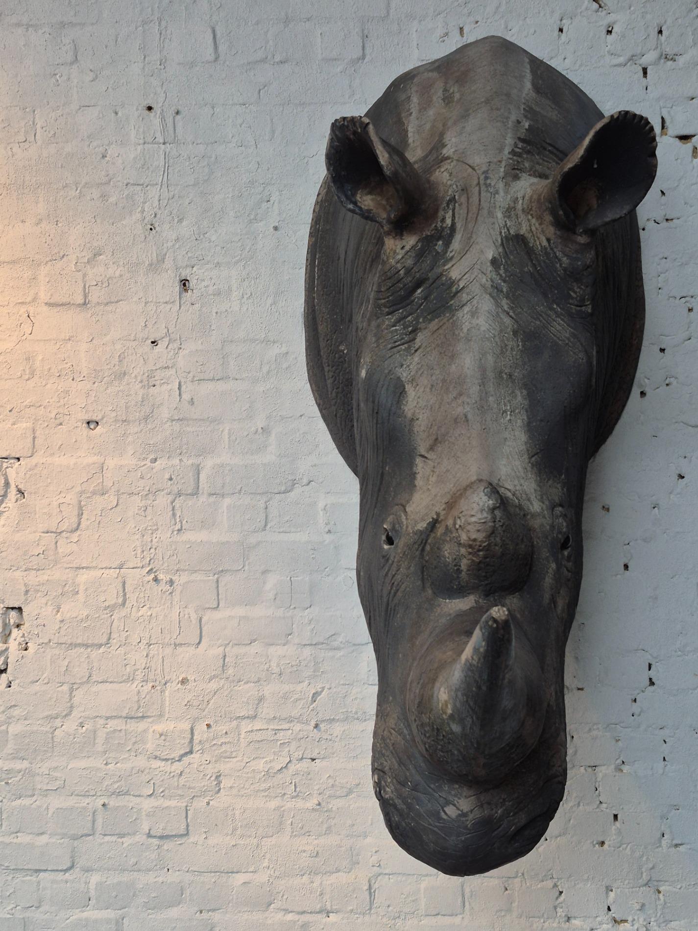 Lifesize old Rhino sculpture