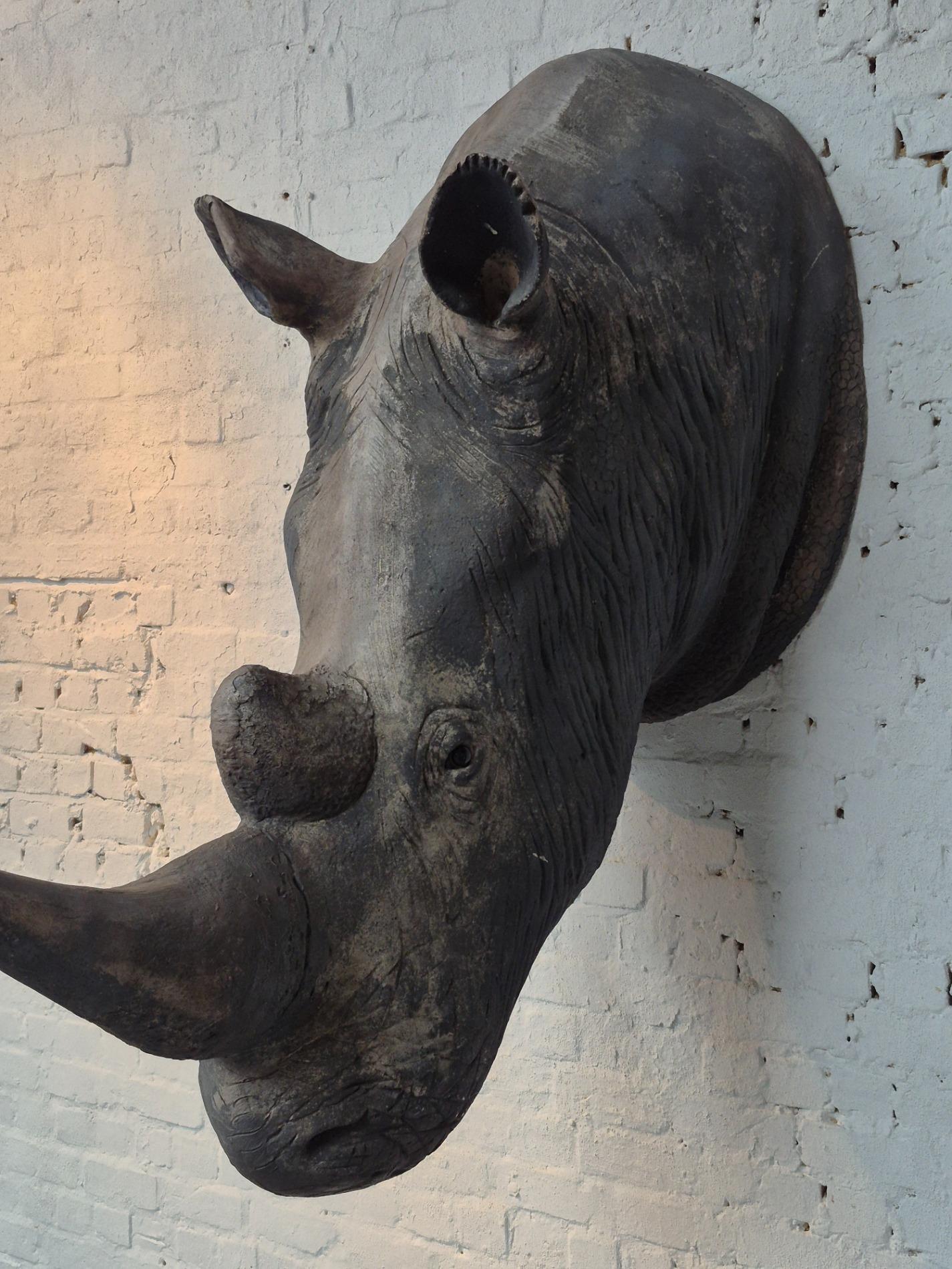 Lifesize old Rhino sculpture