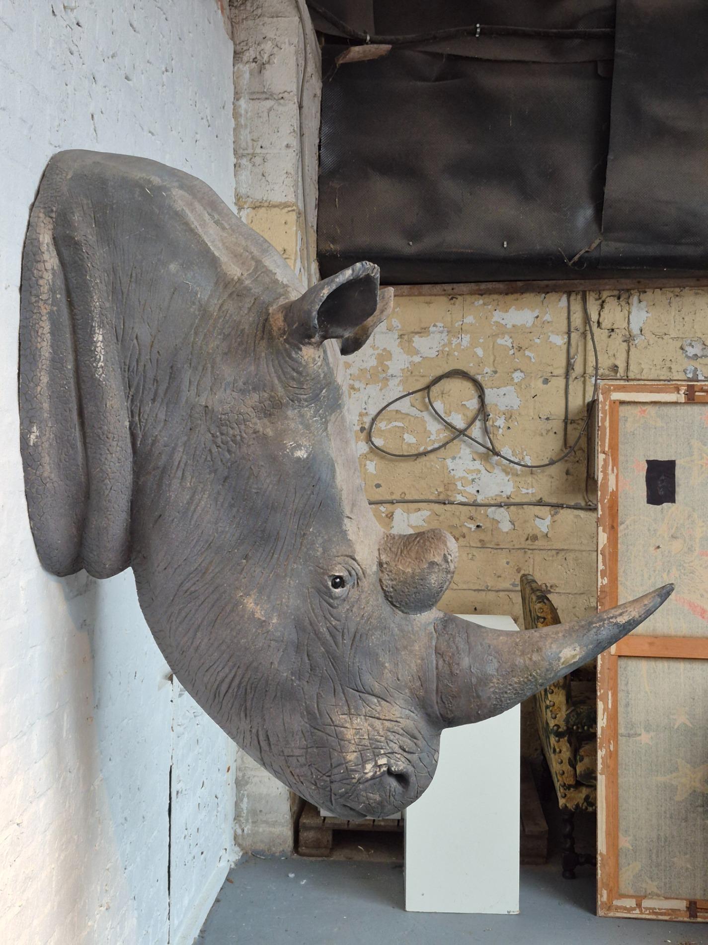 Lifesize old Rhino sculpture