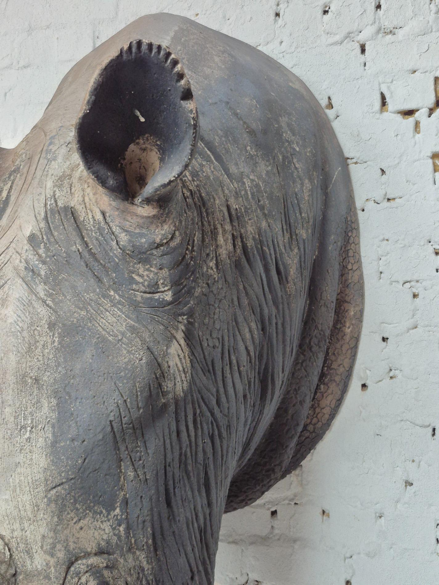Lifesize old Rhino sculpture