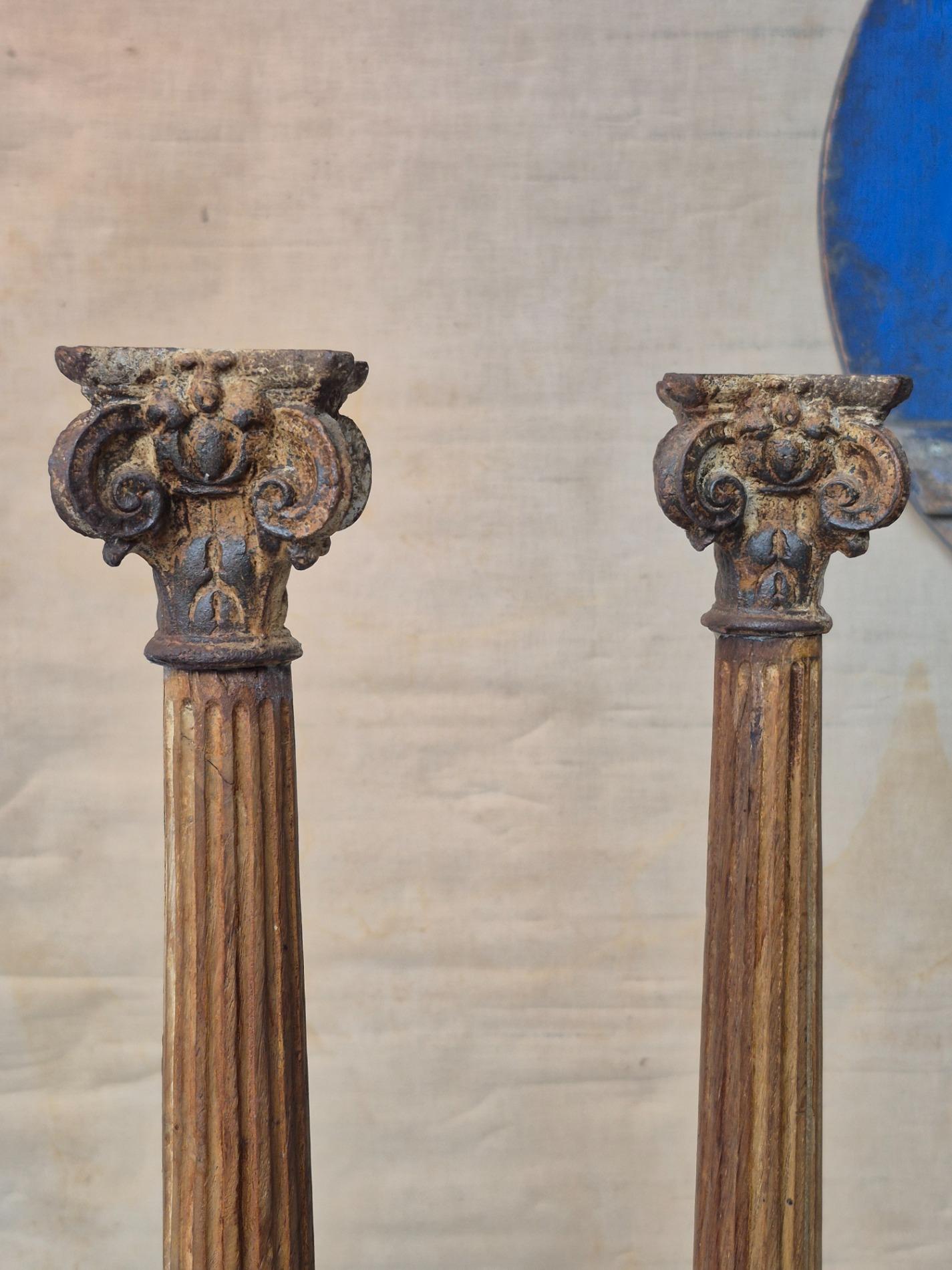 Pair of 19thC oak columns