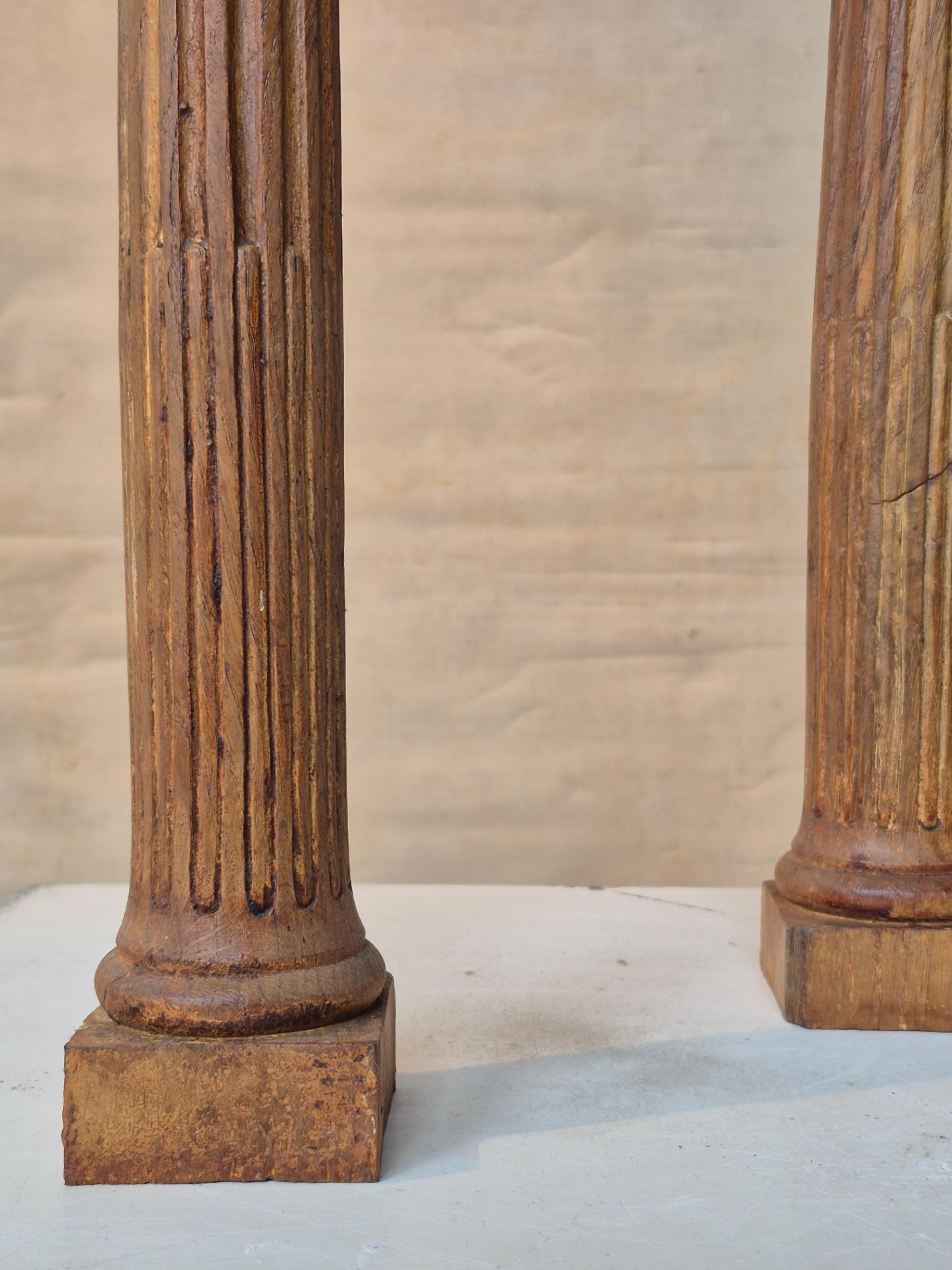 Pair of 19thC oak columns