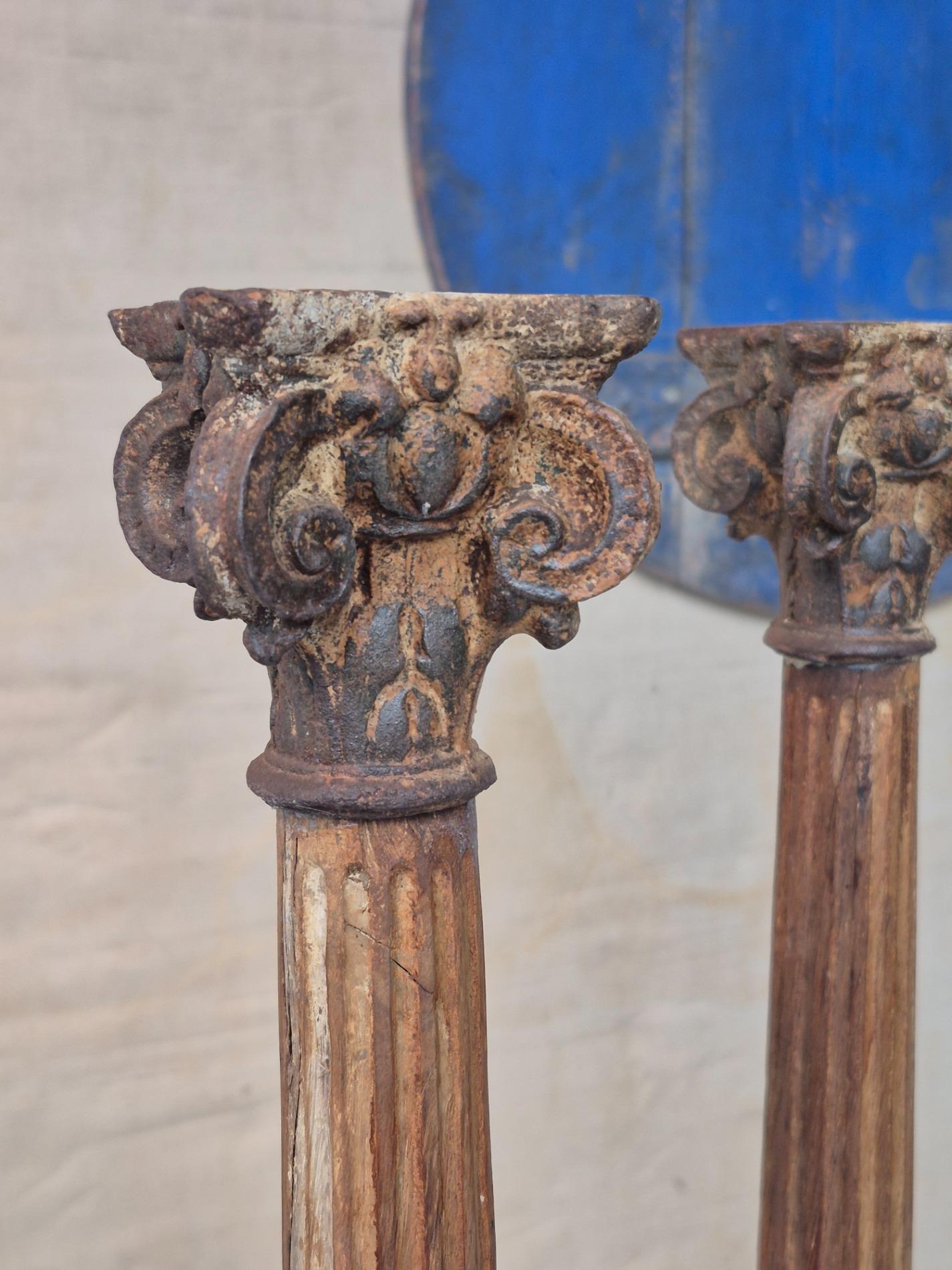 Pair of 19thC oak columns