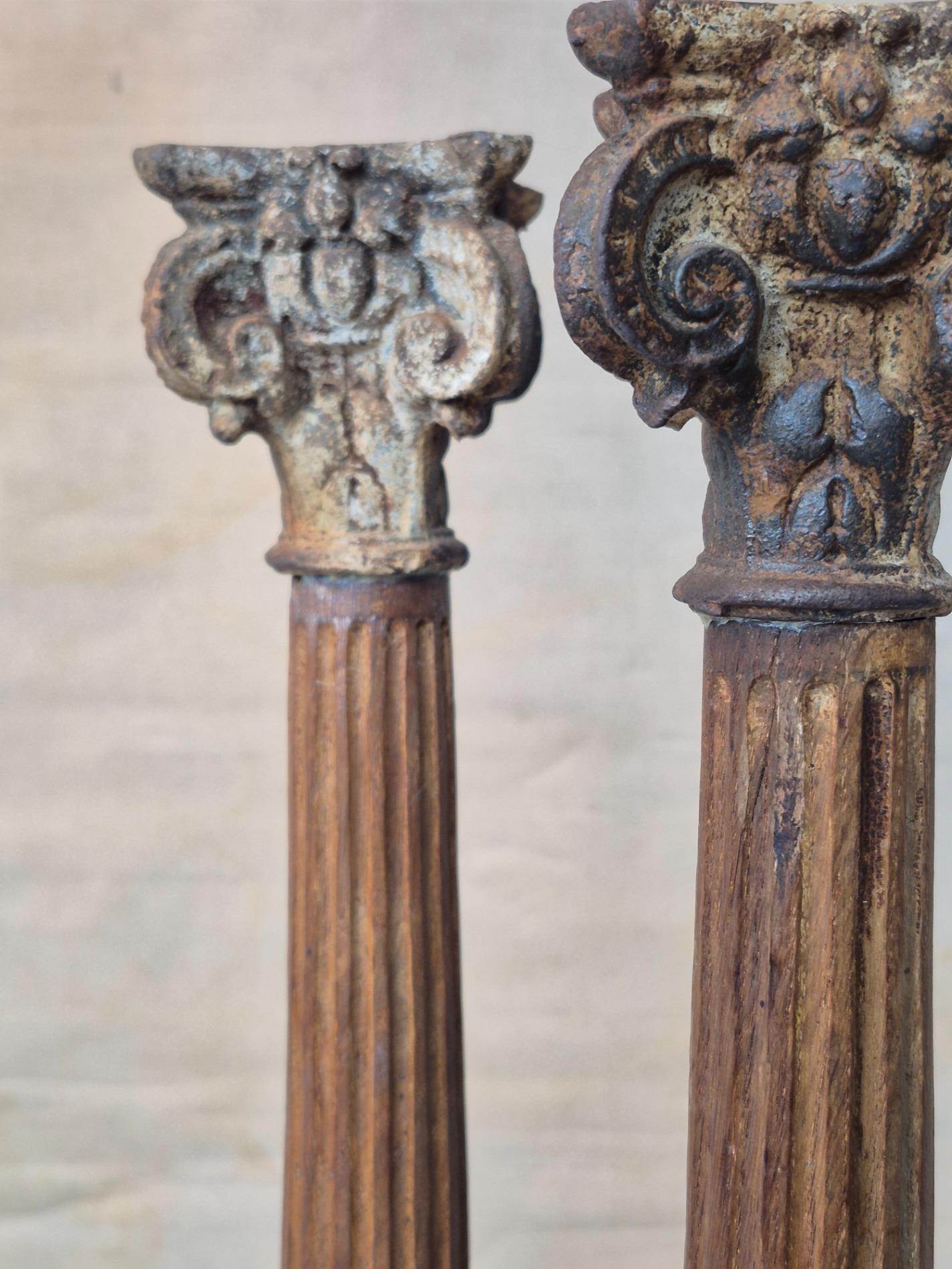Pair of 19thC oak columns