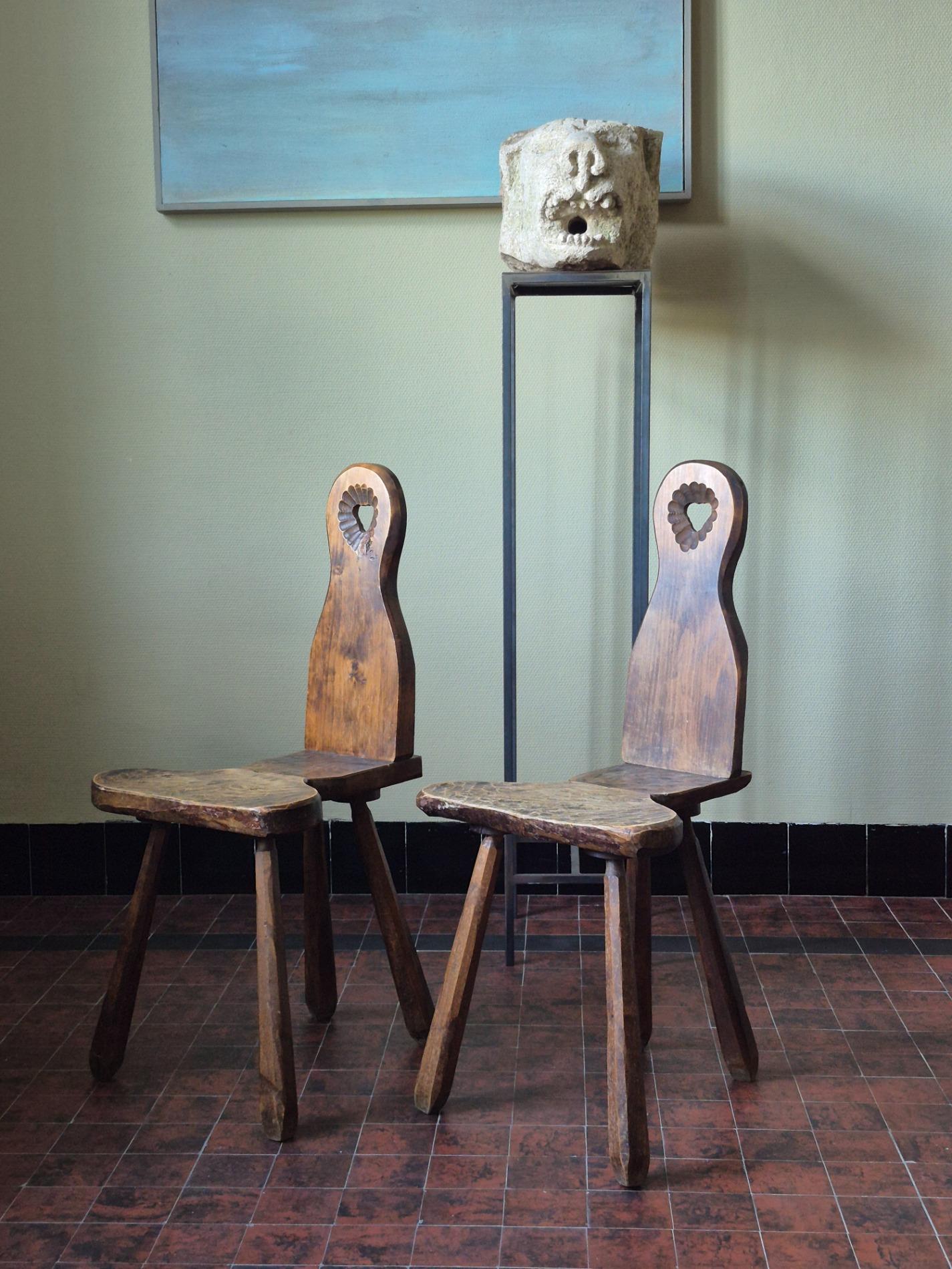 Pair of French brutalist chairs