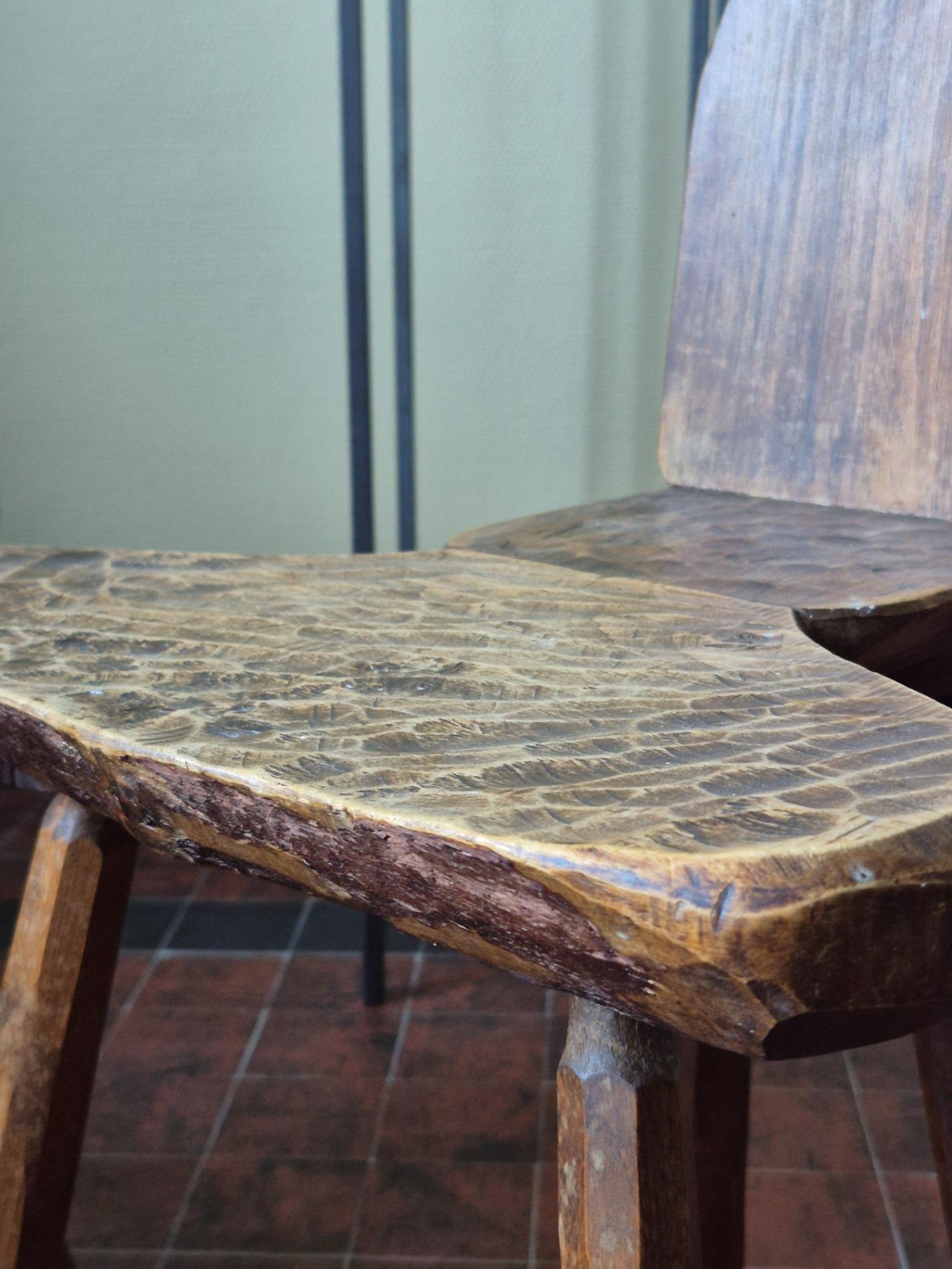 Pair of French brutalist chairs