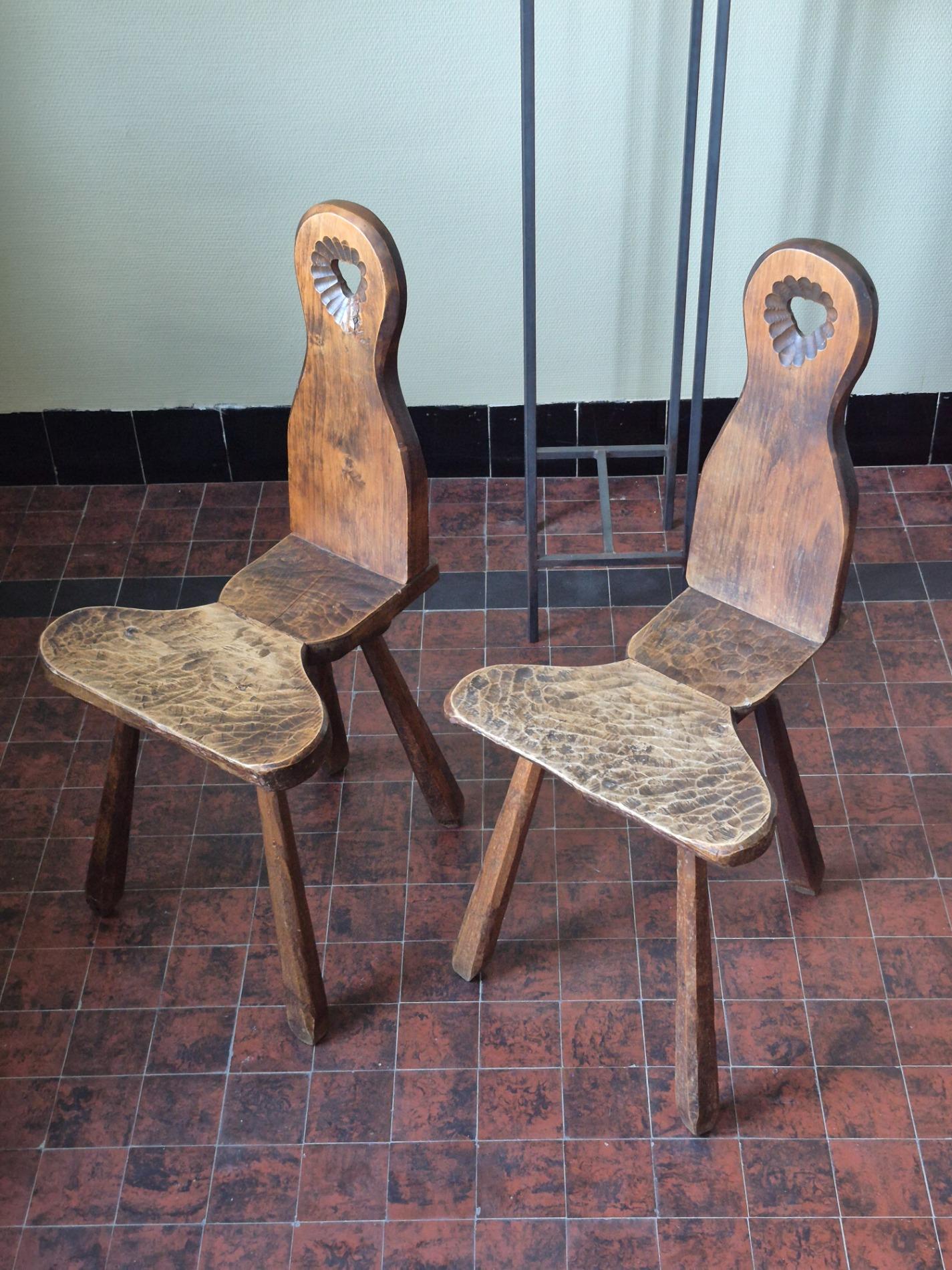 Pair of French brutalist chairs