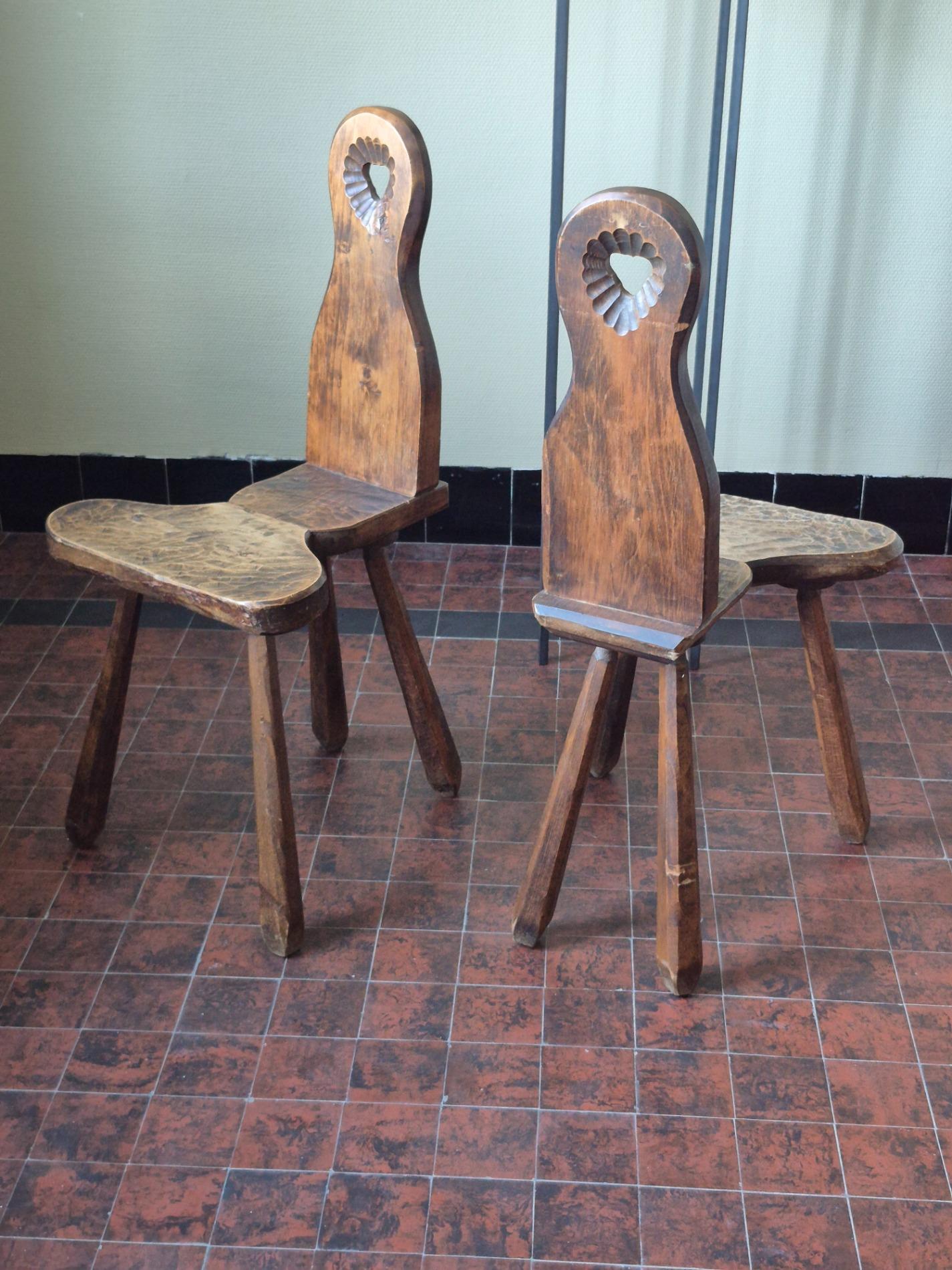 Pair of French brutalist chairs