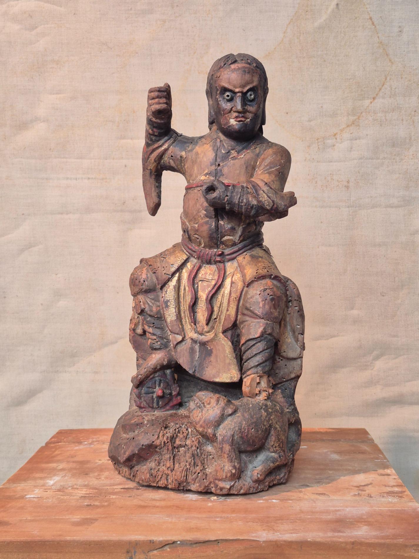 Qing-dynasty 18th C statue of Zhao Gongming