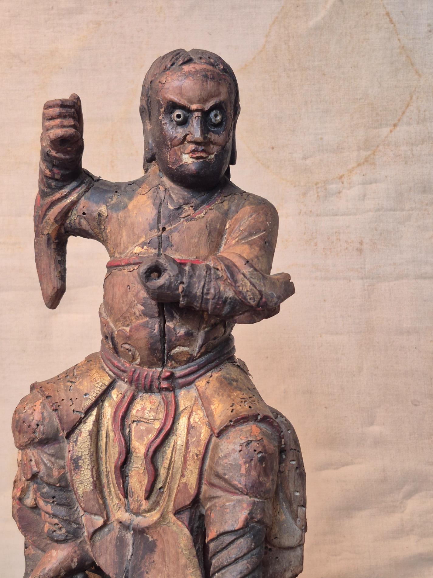 Qing-dynasty 18th C statue of Zhao Gongming