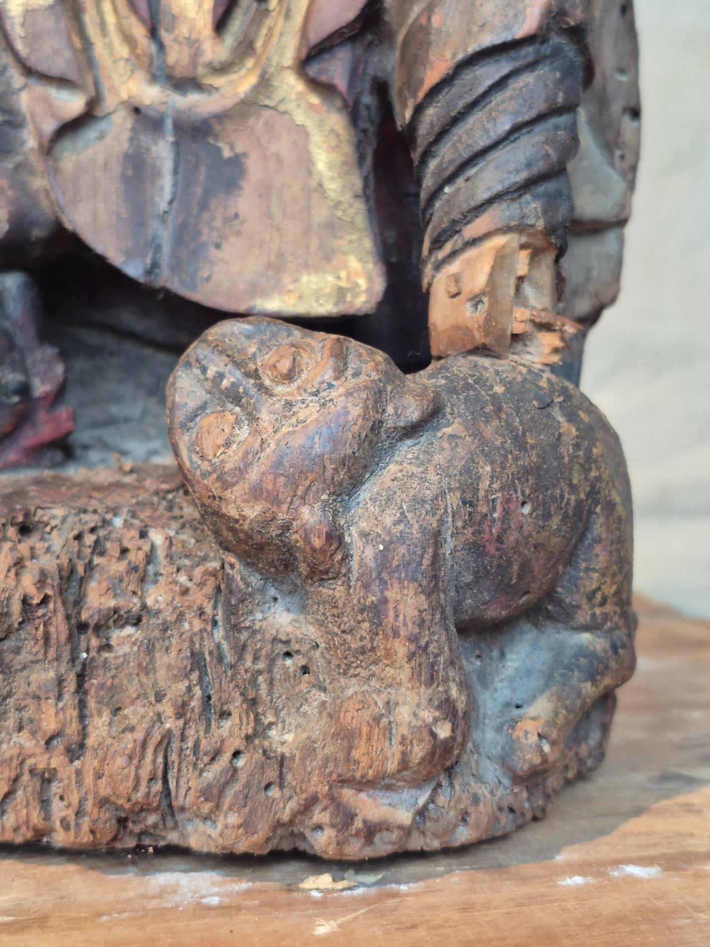 Qing-dynasty 18th C statue of Zhao Gongming