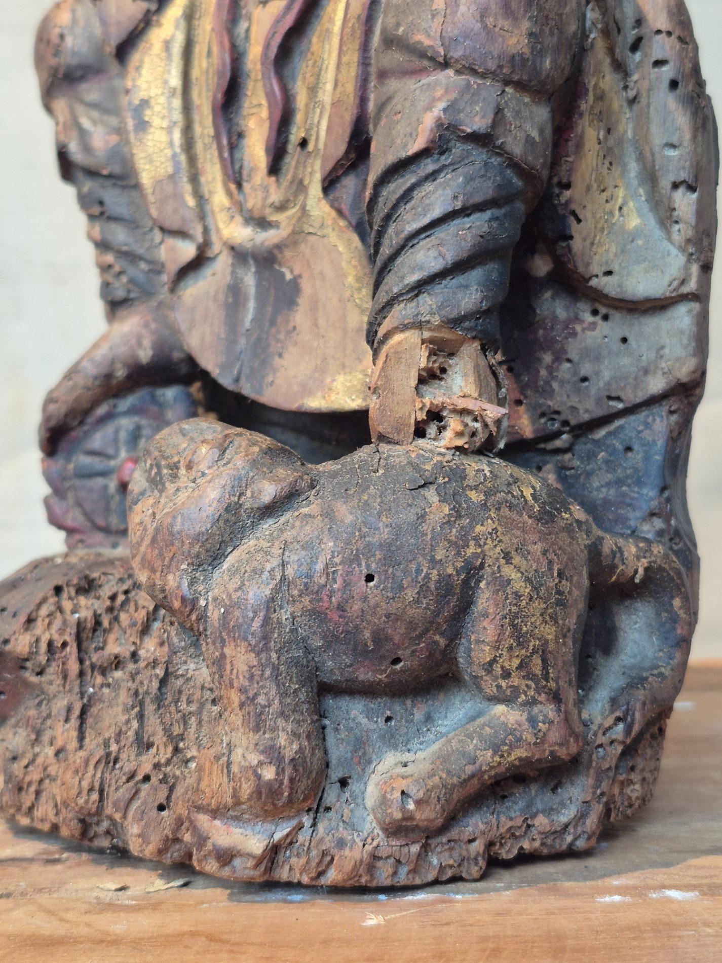 Qing-dynasty 18th C statue of Zhao Gongming