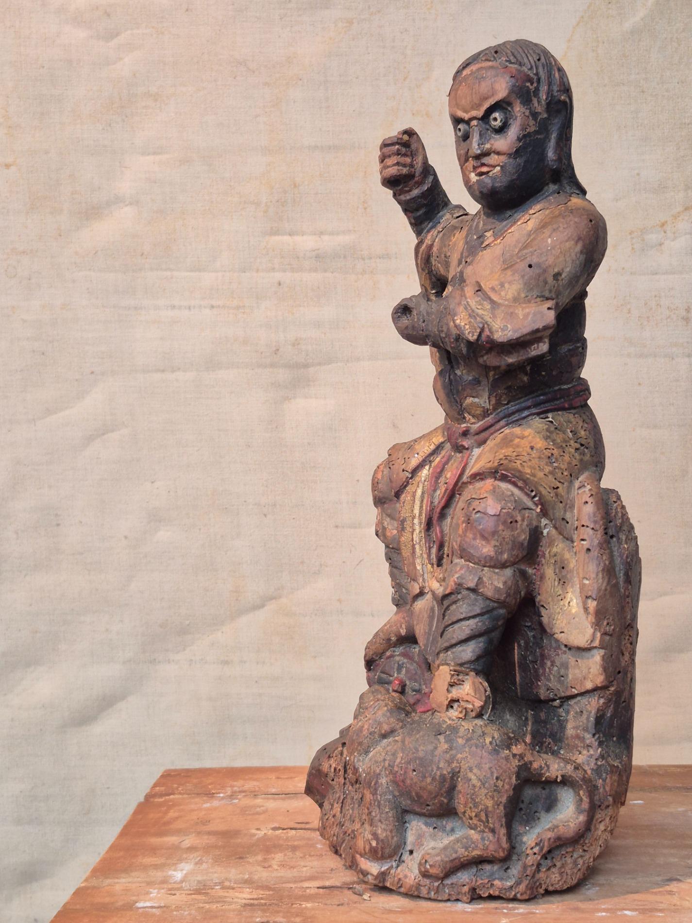 Qing-dynasty 18th C statue of Zhao Gongming