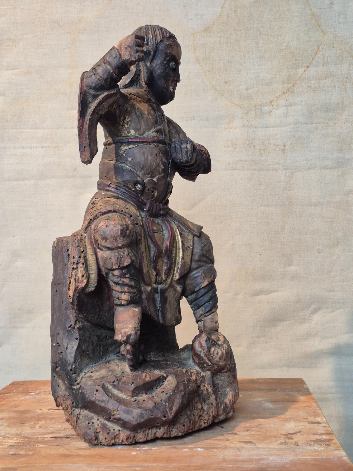 Qing-dynasty 18th C statue of Zhao Gongming